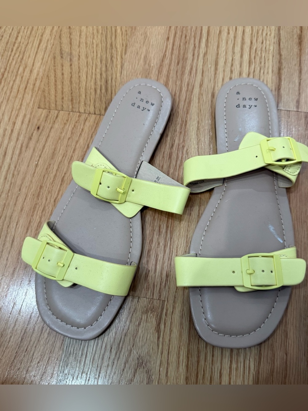 a new day Neon Yellow Double Buckle Slide Sandals
